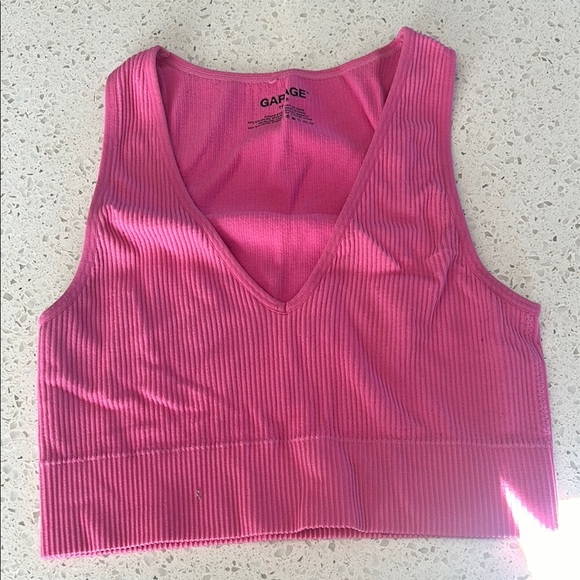 Garage Pink Ribbed Women's Crop Top - Picture 1 of 3